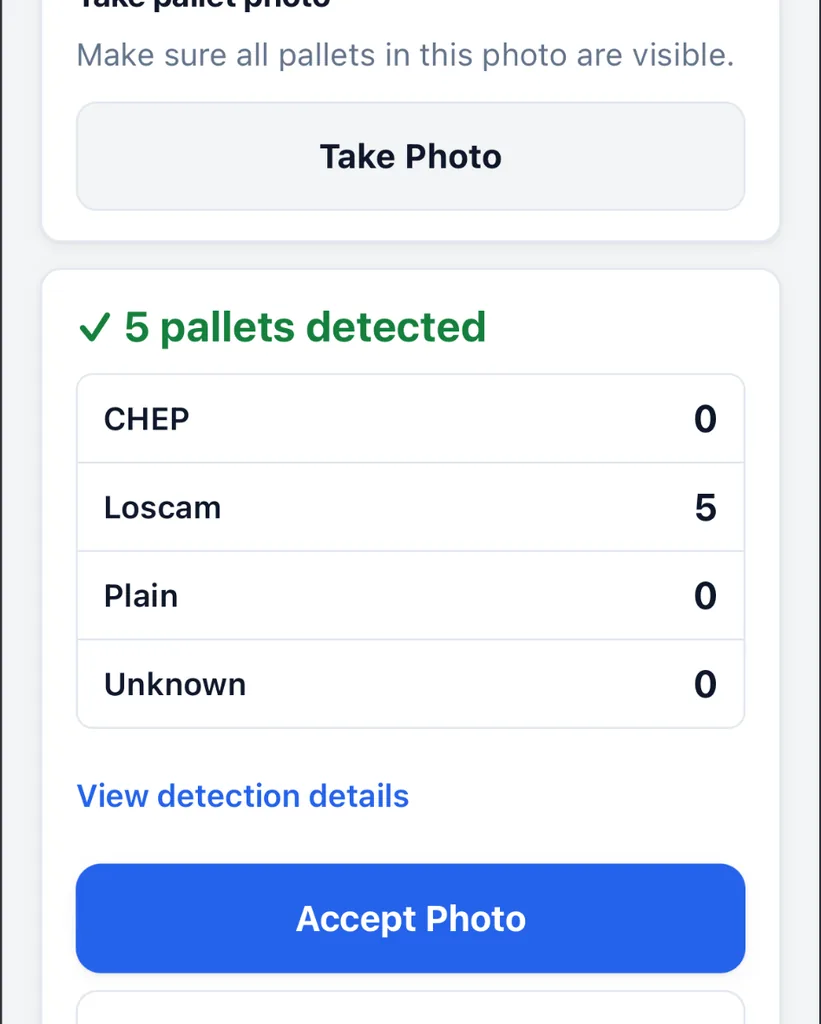 Pallet Verify AI-assisted verification view