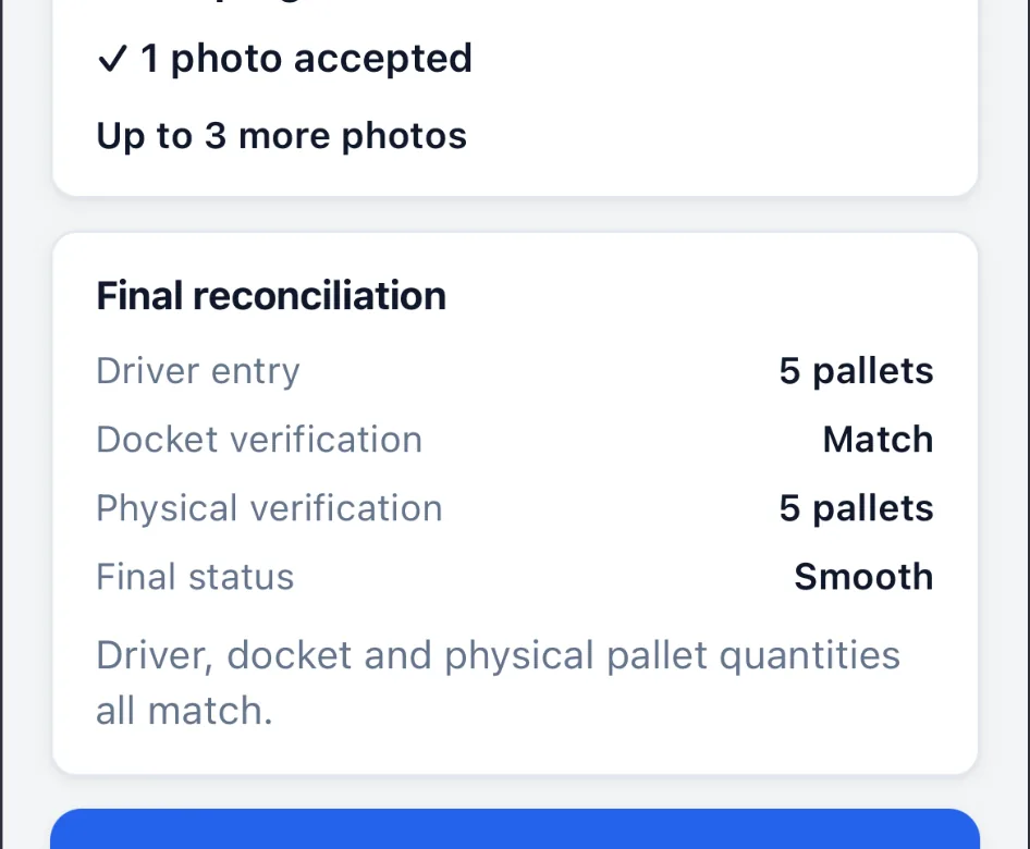 Pallet Verify reconciliation case view
