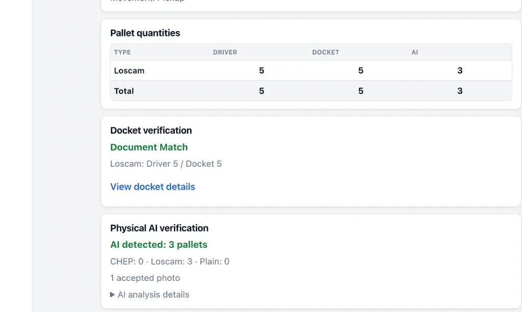 Pallet Verify staff admin dashboard